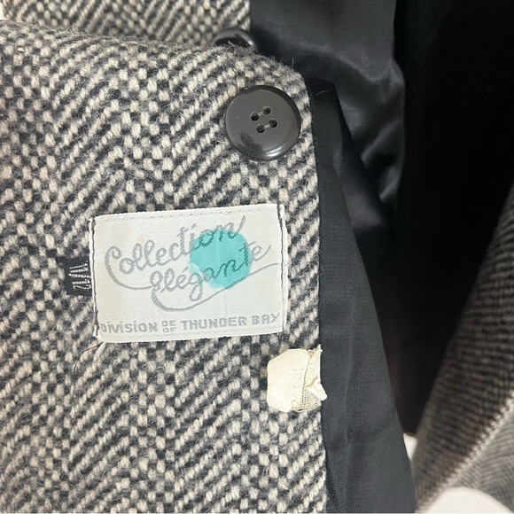 Vintage Wool Blend Coat by Collection Élégante women’s 12 Classic Herringbone - Picture 4 of 14